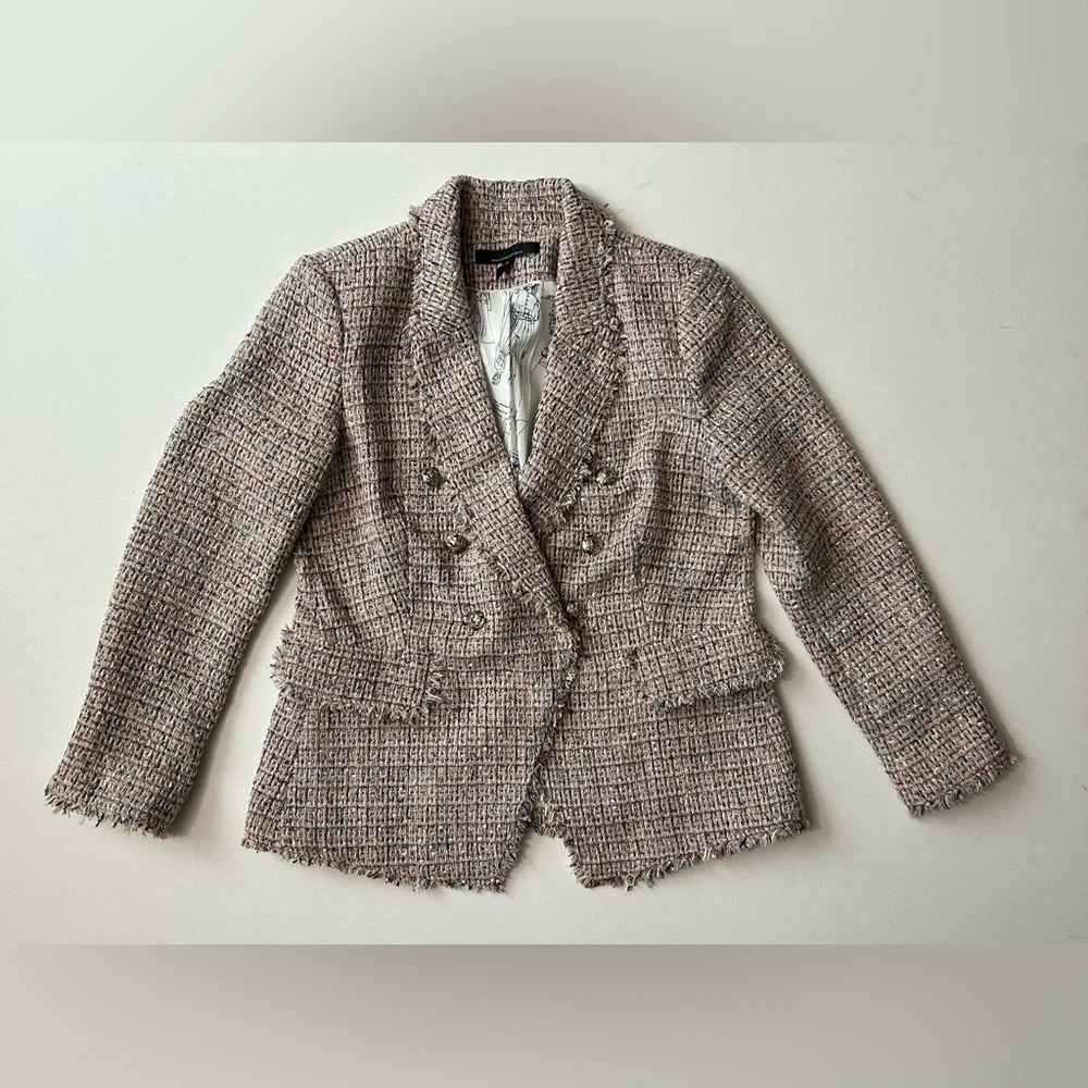 WHBM White House Black Market Studio Tweed Knit Blazer Jacket Coat Chic Sz 12 - Picture 2 of 16